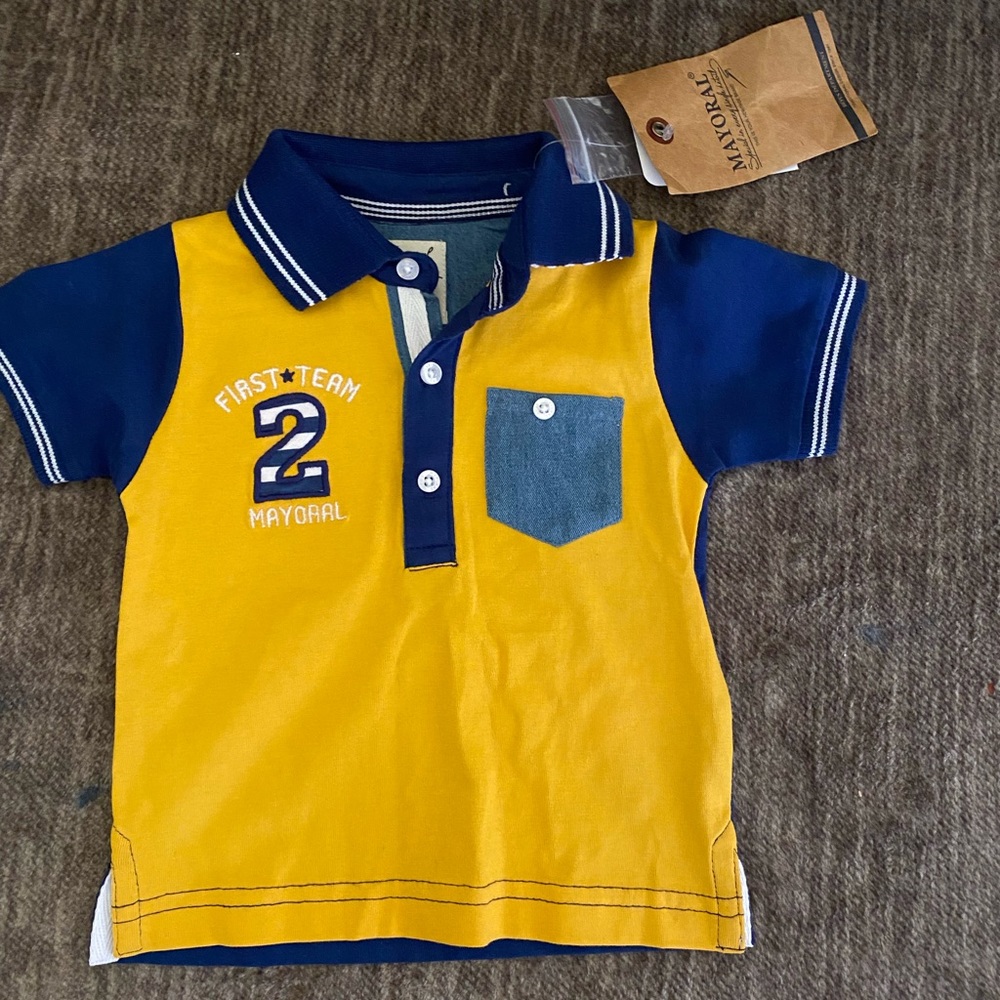 NWT Mayoral Baby Collard Shirt Pollo